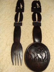 Delight Your Dinner Guests With This Set Of 2 Large Wood Carved Salad Servers