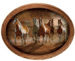Coming Home Horses By Chris Cummings Oval Canvas Framed Print Open Edition