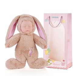 Gloveleya Sleeping Newborn Baby Dolls Silicone Lifelike Baby Toys Wearing Soft Rabbit Romper Toy Gift for Boys Girls 9 