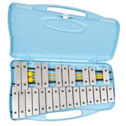 Glockenspiel: 25 Music Note Xylophone With Case & Beaters Mallets Percussion