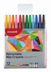 Monami Retractable Wax Crayons - Pack Of 12 Colours
