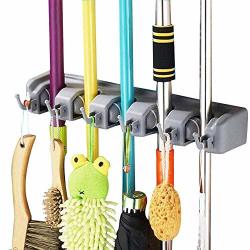 Savicos Mop And Broom Holder Multipurpose Wall Mounted Heavy Duty Tool Organizer Storage Hooks Ideal Broom Hanger For Kitchen Garden And Garage Laundry Room