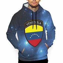 Venezuela Crest Mens Realistic 3D Print Pullover Hoodie With Pockets White