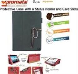 Promate Agenda Premium Protective Leather Case with Stylus Holder & Card Slot for Apple iPad Air in Black