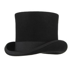 Cloudkids Men 100% Wool Mad Hatter Hat Satin Lined Top Hats BLACK 6.7" High Medium Us Hat Size 7-7 1 8
