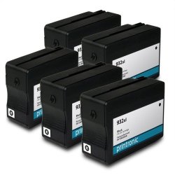 Printronic Remanufactured Hp 932XL CN053AN 5 Black For Officejet 6100 Officejet 6600 Officejet 6700 Officejet 7110 Officejet 7610 Ink Cartridges For Inkjet Printers 5 Pack