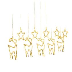 Star And Reindeer LED Fairy Curtain Light With Tail Plug 3M