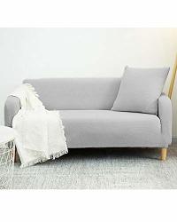Xq House Stretch Slipcover For Couches And Loveseats Knitted Sofa Cover Machine Washable Sofa Couch Protector With Elastic Bottom Light Gray XL Sofa Cover