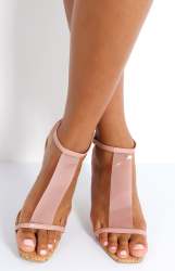 Ladies Strappy Heel Sandals - Blush - Blush UK 6