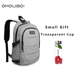 Laptop Backpack Omouboi Anti Theft Travel Backpack With Portable Cup School Computer Bag With USB Charging Port