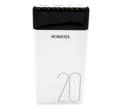 Romoss LT20 20000MAH Input_ Type-c|lightning|micro Usb|output: 2 X USB Power Bank White