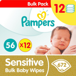 Pampers Sensitive Baby Wipes Bulk Pack - 12X56 - Total Count 672 Wipes