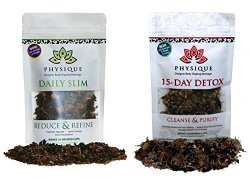 Physique Tea 30 Day Supply Of Your Custom Blended Teatox + Daily Slim Superior Body Cleanse And Slimming Tea Free Detox Diet And Strainer Included