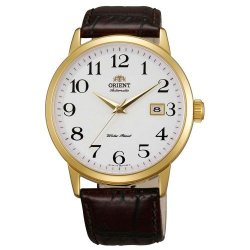 Orient ER27005W Men's Symphony White Dial Gold Tone Leather Strap Mechanical Automatic Watch