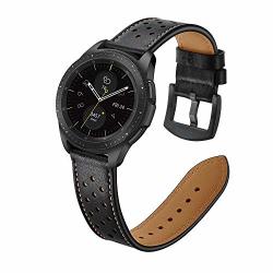Aimtel Compatible Samsung Galaxy Watch 42MM Bands 20MM Genuine Leather Strap Band Compatible Samsung Galaxy Watch SM-R810 SM-R815 gear Sport suunto 3 Fitness Smart Watch Dot Black