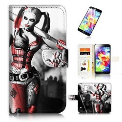 For Samsung S5 Galaxy S5 Flip Wallet Case Cover & Screen Protector Bundle A8600 Harley Quinn