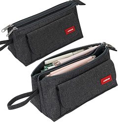 Pencil Case, Kasqo Pencil Pouch for Adults Boys Girls with Two