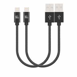 2-PACK Lax Gadgets Extra Short 2 In 1 Apple Mfi Certified Nylon Lightning To USB Iphone Charger Cable For Iphone 5 5S 6 6S