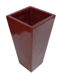 Tall Fibreglass Tapered Planter Red - 70 Cm