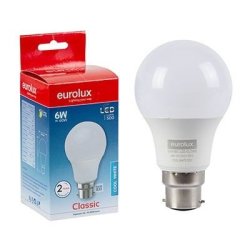 Eurolux LED A60 Globe Opal B22 6W Cool White