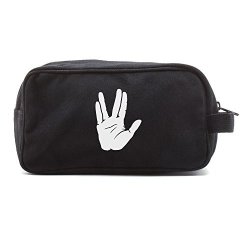 Star Trek Live Long And Prosper Hand Canvas Shower Kit Travel Toiletry Bag Case In Black & White