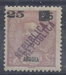 Angola 1912 25 On 75r With Double Republica Error Lovely Variety Fine Mint
