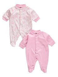 Big Oshi Baby Girls' Cupcake 2-PACK Sleep Suits - Pink 6-9 Months
