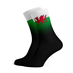 Wales Flag Socks - Large Black