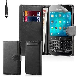 32ND Book Wallet Pu Leather Flip Case Cover For Blackberry Classic Q20 - Black