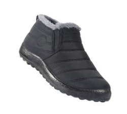 Fashion Waterproof Warm Winter Sneakers Faux Fur Inner Snow Boot Shoe - Black - UK 10.5