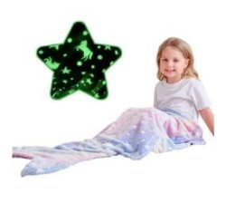 Inv-mermaid Tail Blanket-glow In The Dark Warm & Cozy Kids Blanket-multi Colour