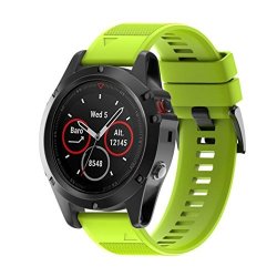 For Garmin Fenix 5X Gps Watch Sukeq Quick Release Soft Silicagel Replacement Kit Band Strap Green