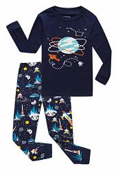 Family Feeling Space Little Boys Long Sleeve Pajama Sets For Child 100% Cotton Pyjamas Toddler Kids Pjs Size 2T Blue