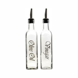 Square Olive Oil & Vinegar Bottle With Pourer & Gold Print 500ML 2PC