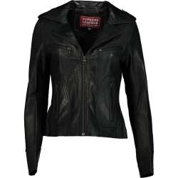 Women's Lady Jane Black Slim Fit 100% Napa Leather Jacket - - 2XL
