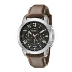 Fossil Fs4813 Grant Stainless Steel Watch with Brown Leather Band Parallel Import