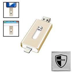 64GB USB Flash Drive For Iphone Ipad And Most USB Enabled Devices For Data Transfer And Backup Gold Plus Gearfend Microfiber Cleaning Cloth