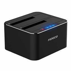 Fideco USB 3.0 To Dual Bay Sata Hard Drive Docking Station For 2.5 3.5 Inches Hdd SSD Sata Dock With Duplicator offline Clone Function Support 2 X 12TB Tool-free