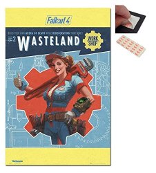 Bundle - 2 Items - Fallout 4 Wasteland Work Shop Poster - 91.5 X 61CMS 36 X 24 Inches And A Set Of 4 Repositionable Adhesive Pads For Easy Wall Fixing
