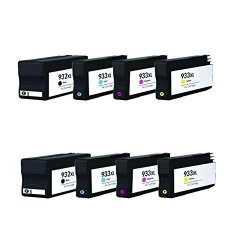 Rightink Replacement Ink Cartridges For HP932XL 933XL 8PACK Bk C M Y Replacement For Officejet 6100 6600 6700 7110 7610
