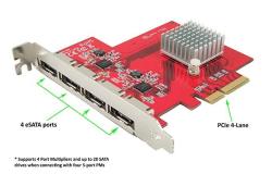 Ableconn PEX-SA134 4-PORT Esata III 6GBPS PCI Express Four Lanes Host Adapter Card - Ahci Port-multiplier Pcie 2.0 X4 Controller Card