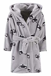 Kid's Hooded Terry Cloth Bathrobe - Cozy Robe By For Kids Gray Fox Us 4T HEIGHT 43.2"