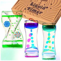 Liquid Timer - Sensory Toy For Relaxation Liquid Motion Bubbler Timer With Floating Color Lava Lamp 3-PACK Incredibly Effective Calming Stress Relief Hourglass Toy