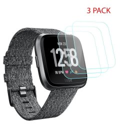 Fitbit Versa Screen Protector 9H Tempered Glass Round Edge Crystal Clear 3 Pack
