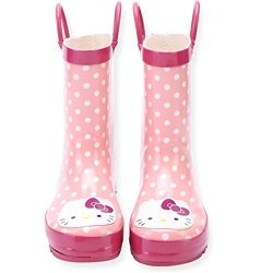 Kids Girls Hello Kitty Printed Waterproof Easy-on Rubber Rain Boots Toddler little Kid 9M Us Toddler