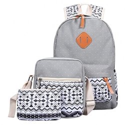 Canvas Aitena Shoulder School Bag Backpack+crossbody Tote Bag+clutch Purse Gray
