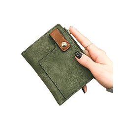 Women's Rfid Bifold Leather Wallet Ladies MINI Purse With Id Window Small Zipper Pocket For Coin Card Key Cash Soft Compact Short Thin Wallet GREEN2