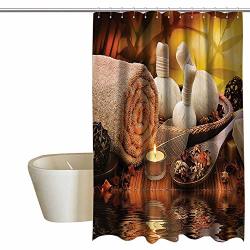 SPA Decor Collection Shower Curtain Set Outdoor Massage Setting At Sunset With Candlelight Reflections Culture Picture Treated To Resist Deterioration By Mildew 84