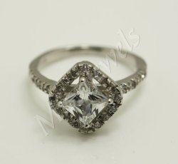 Sterling Silver Simulated Diamond Engagement Ring Size 7