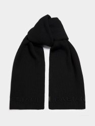 Men&apos S Ribbed Embroidered Black Scarf